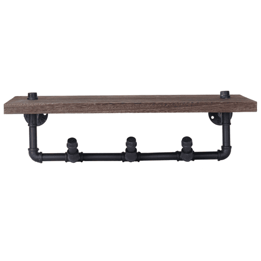 Cabideiro de parede com 3 ganchos e prateleira design industrial marrom 04_0000980