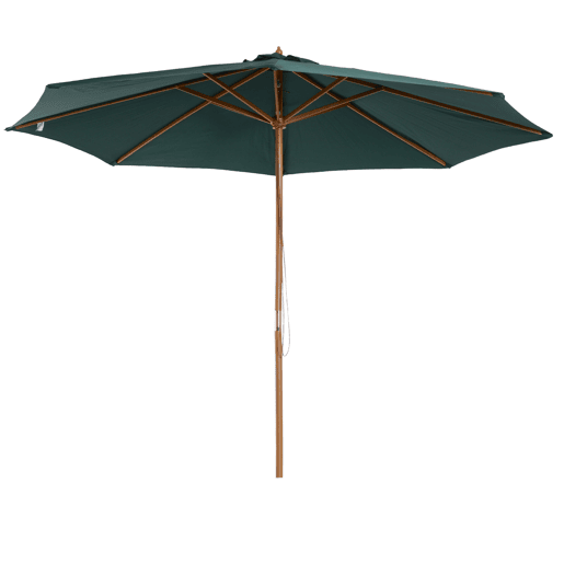Guarda-sol Ø300x250 cm com mastro de madeira e sistema de polias para jardim, pátio, terraço, verde Guarda-sol Ø300x250 cm com mastro de madeira e sistema de polias para jardim, pátio, terraço, verde
