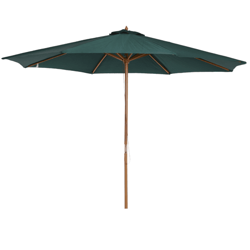 Guarda-sol Ø300x250 cm com mastro de madeira e sistema de polias para jardim, pátio, terraço, verde Guarda-sol Ø300x250 cm com mastro de madeira e sistema de polias para jardim, pátio, terraço, verde