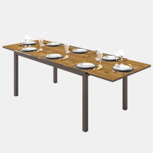 Mesa de jantar extensível para exterior, 160-240 cm, para 6-8 pessoas, mesa retangular para jardim ou terraço, castanha.