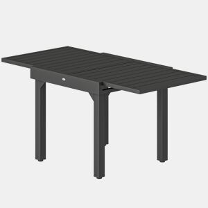 Mesa de jantar retangular extensível para exterior, 80160 cm, para 4 a 6 pessoas, ideal para jardim ou terraço. Cor preta.