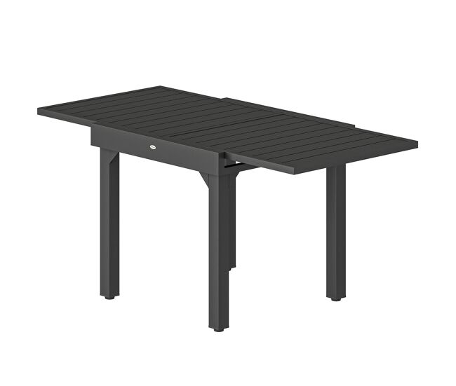 Mesa de comedor exterior extensible 80/160 cm para 4-6 personas mesa de jardín rectangular para terraza negro