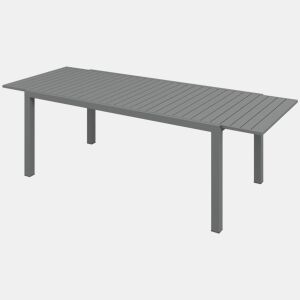 Mesa de jantar externa para 6 a 8 pessoas com estrutura de alumínio, 180240x94x73 cm, cinza escuro.