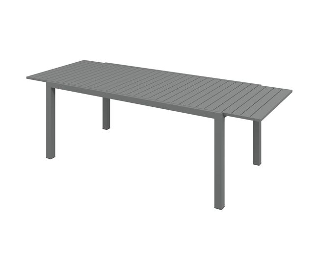 Mesa de comedor exterior mesa de terraza para 6 -8 personas con marco de aluminio 180/240x94x73 cm gris oscuro