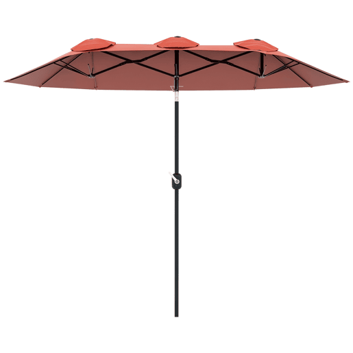 Guarda-sol duplo de jardim 295x152x222 cm com inclinação de 45° e manivela manual para terraço, varanda e piscina, vermelho. Guarda-sol duplo de jardim 295x152x222 cm com inclinação de 45° e manivela manual para terraço, varanda e piscina, vermelho.