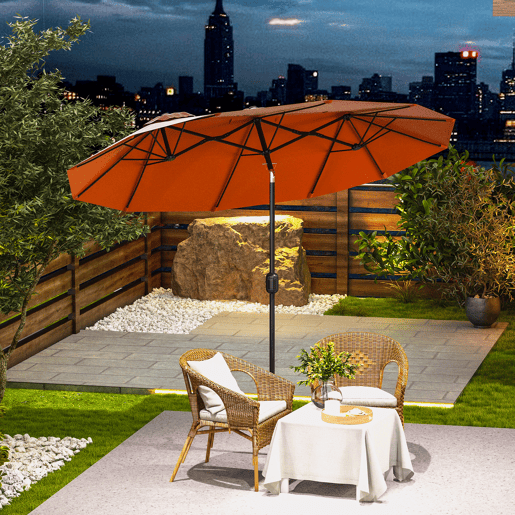 Guarda-sol duplo de jardim 295x152x222 cm com inclinação de 45° e manivela manual para terraço, varanda e piscina, vermelho. Guarda-sol duplo de jardim 295x152x222 cm com inclinação de 45° e manivela manual para terraço, varanda e piscina, vermelho.