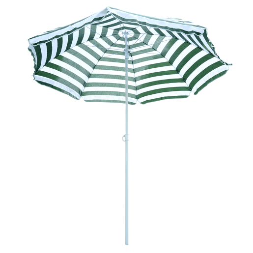 Guarda-sol de praia Ø180 cm com teto inclinável e mastro de metal, proteção solar para jardim, terraço e áreas externas, listras verdes e brancas. Guarda-sol de praia Ø180 cm com teto inclinável e mastro de metal, proteção solar para jardim, terraço e áreas externas, listras verdes e brancas.
