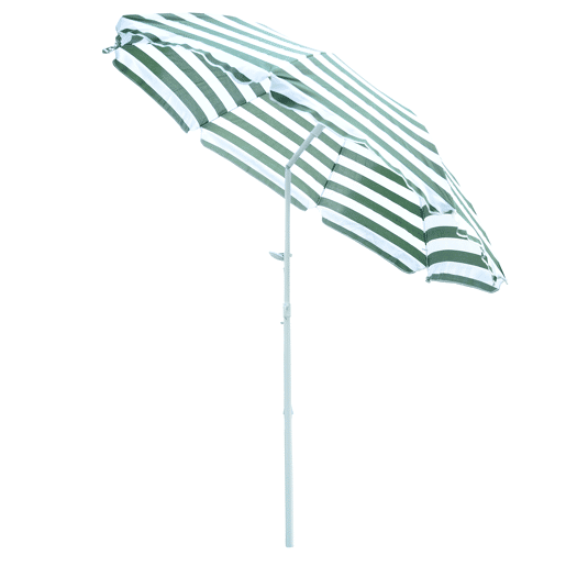 Guarda-sol de praia Ø180 cm com teto inclinável e mastro de metal, proteção solar para jardim, terraço e áreas externas, listras verdes e brancas. Guarda-sol de praia Ø180 cm com teto inclinável e mastro de metal, proteção solar para jardim, terraço e áreas externas, listras verdes e brancas.