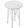 Mesa de jardim redonda em aço com design de flores e folhas, pés ajustáveis e estrutura em forma de X, Ø40x50cm, branca