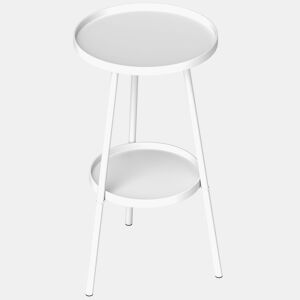 Mesa de jardim redonda de 2 níveis com bordas elevadas e bandeja inferior para uso interno e externo, Ø32x51 cm, branca