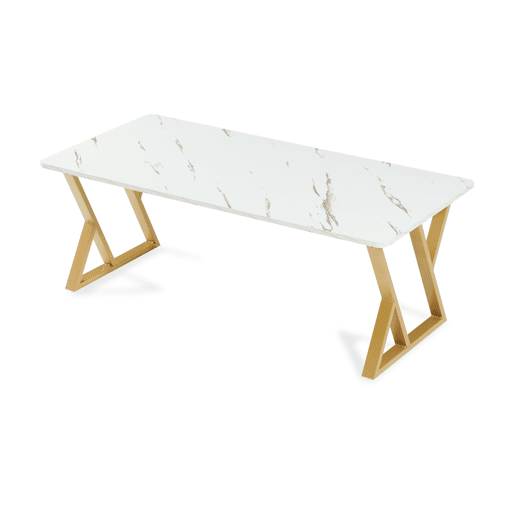 Mesa de centro Nolu 120x60x46 cm Dourada Efeito mármore branca en.casa Mesa de centro Nolu 120x60x46 cm Dourada Efeito mármore branca en.casa