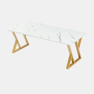 Mesa de centro Nolu 120x60x46 cm Dourada  Efeito mármore branca en.casa