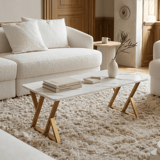 Mesa de centro Nolu 120x60x46 cm Dourada Efeito mármore branca en.casa Mesa de centro Nolu 120x60x46 cm Dourada Efeito mármore branca en.casa