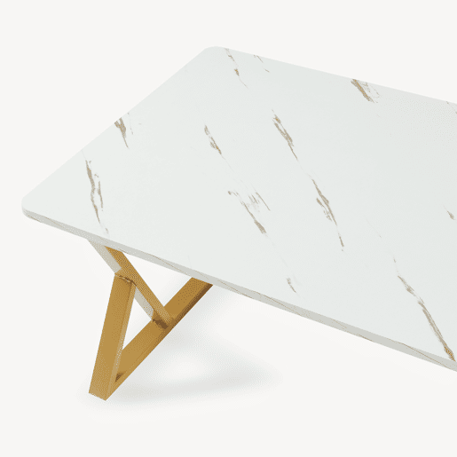 Mesa de centro Nolu 120x60x46 cm Dourada Efeito mármore branca en.casa Mesa de centro Nolu 120x60x46 cm Dourada Efeito mármore branca en.casa