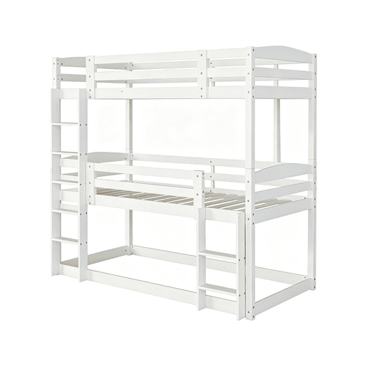 Cama de beliche em madeira com escada > - 90 x 190 cm - Branco Cama de beliche em madeira com escada > - 90 x 190 cm - Branco