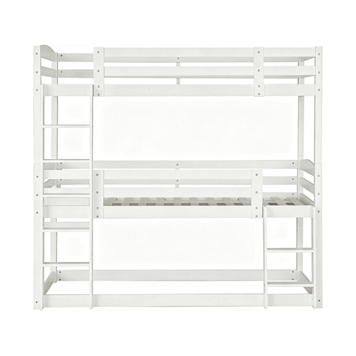 Cama de beliche em madeira com escada > - 90 x 190 cm - Branco Cama de beliche em madeira com escada > - 90 x 190 cm - Branco