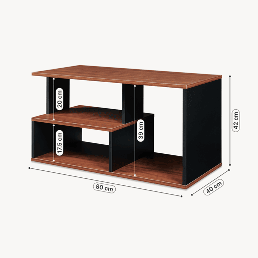 Mesa de centro Trond con compartimentos 80x40x42 cm PretoNogueira en.casa Mesa de centro Trond con compartimentos 80x40x42 cm PretoNogueira en.casa