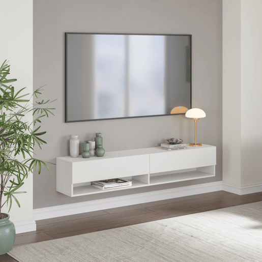 Móvel baixo para televisão suspenso Halmstad 2 portas 160x31x30 cm - Branco en.casa