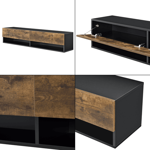 Móvel baixo para televisão suspenso Halmstad 2 portas 140x31x30 cm - PretoCarvalho escuro en.casa Móvel baixo para televisão suspenso Halmstad 2 portas 140x31x30 cm - PretoCarvalho escuro en.casa