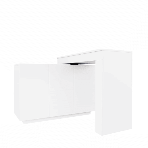 Penteadeira de canto giratória com LED 100×40×80 cm - design multifuncional com espelho, mesa de maquilhagem e secretária de alto brilho - branco Penteadeira de canto giratória com LED 100×40×80 cm - design multifuncional com espelho, mesa de maquilhagem e secretária de alto brilho - branco