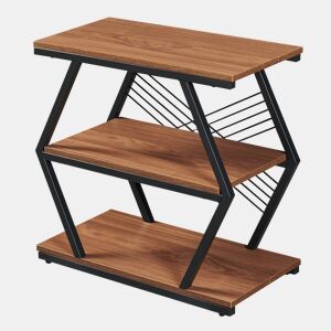Mesa auxiliar Nolarg 3 prateleiras 65x30x61 cm PretoNogueira en.casa