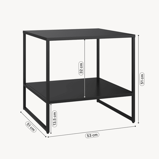 Mesa auxiliar Salsnes com prateleira aço 53x51x51 cm Preto en.casa Mesa auxiliar Salsnes com prateleira aço 53x51x51 cm Preto en.casa