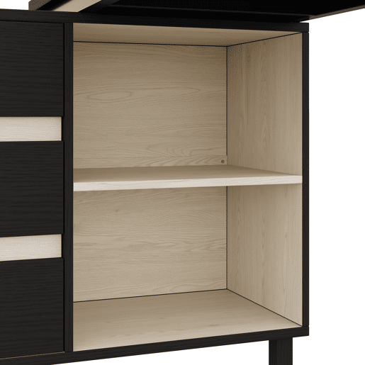 MEUBLES COSY Secretária em L de escritório com 3 gavetas e 2 compartimentos abertos mesa de computador moderna de MDF e metal 150x100x76cm Preto e Branco