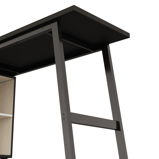 MEUBLES COSY Secretária em L de escritório com 3 gavetas e 2 compartimentos abertos mesa de computador moderna de MDF e metal 150x100x76cm Preto e Branco