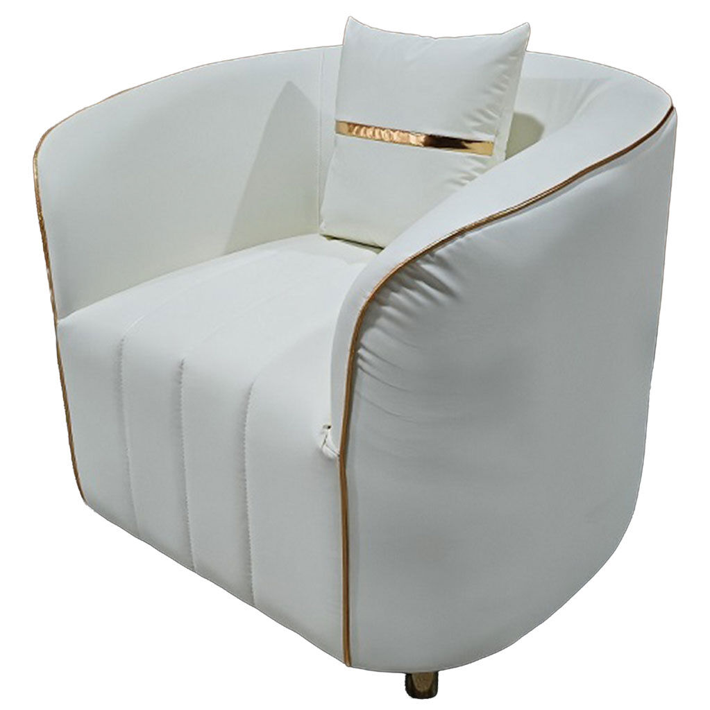 Sillón de piel sintética beige 88x72x43/76h cm