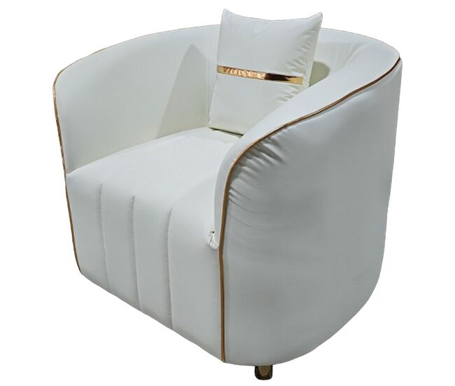 Sillón de piel sintética beige 88x72x43/76h cm