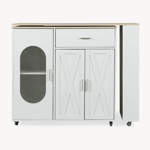 Mesa de bar extensível Kudebola com rodas e bancada giratória 115x40x94 cm CarvalhoBranco en.casa