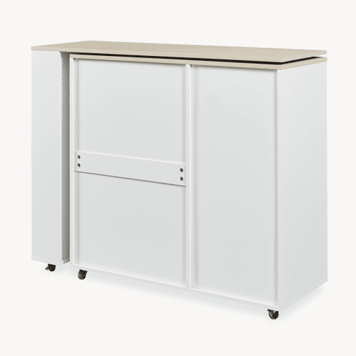 Mesa de bar extensível Kudebola com rodas e bancada giratória 115x40x94 cm CarvalhoBranco en.casa