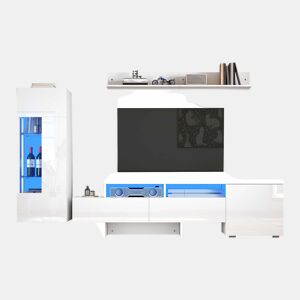 Conjunto de móveis para TV de 3 peças - Conjunto de sala com LED, portas acrílicas, branco