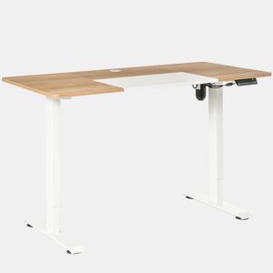 MEUBLES COSY Secretária elétrica ajustável em altura mesa de computador para escritório moderna de metal e madeira 140x70x116cm Natural e Branco