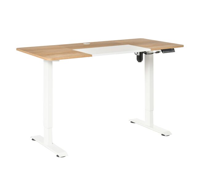 Meubles cosy escritorio eléctrico ajustable en altura mesa de ordenador para oficina y despacho moderna de metal y madera 140x70x116cm natural y