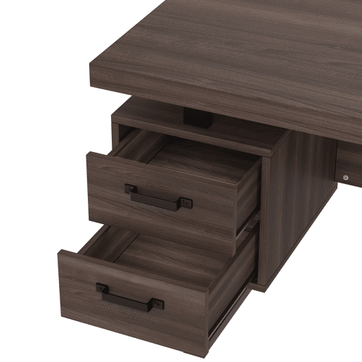 MEUBLES COSY Secretária de Escritório Mesa de Computador Estilo Moderno com 3 Gavetas de Armazenamento e Pernas de Metal para Estudo Casa 135x54cm Cor Castanho Escuro e Preto MEUBLES COSY Secretária de Escritório Mesa de Computador Estilo Moderno com 3 Gavetas de Armazenamento e Pernas de Metal para Estudo Casa 135x54cm Cor Castanho Escuro e Preto