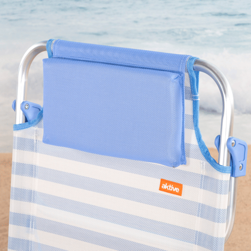 Pack 2 cadeiras de praia baixas com múltiplas posições, 48x50x80 cm, listradas