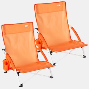 Pack 2 cadeiras de praia fixas e baixas, 50x49x66 cm, laranja