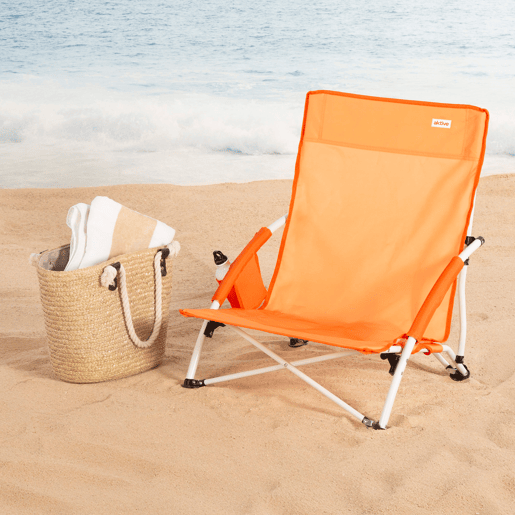 Pack 2 cadeiras de praia fixas e baixas, 50x49x66 cm, laranja