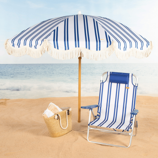 Pack 2 cadeiras de praia baixas com múltiplas posições, 48x45x83 cm, com listras náuticas
