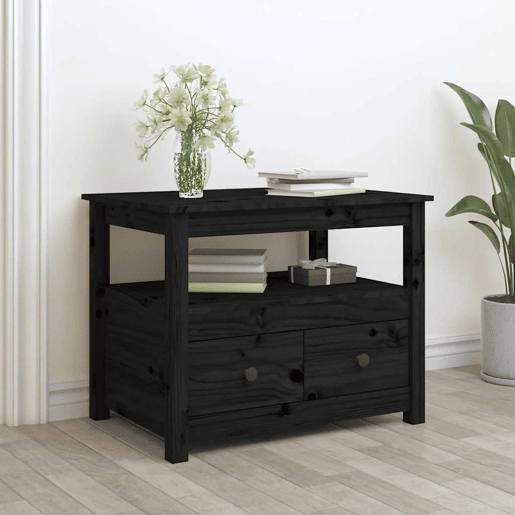 Mesa de Centro, Mesa baixa, 71x49x55 cm pinho maciço preto