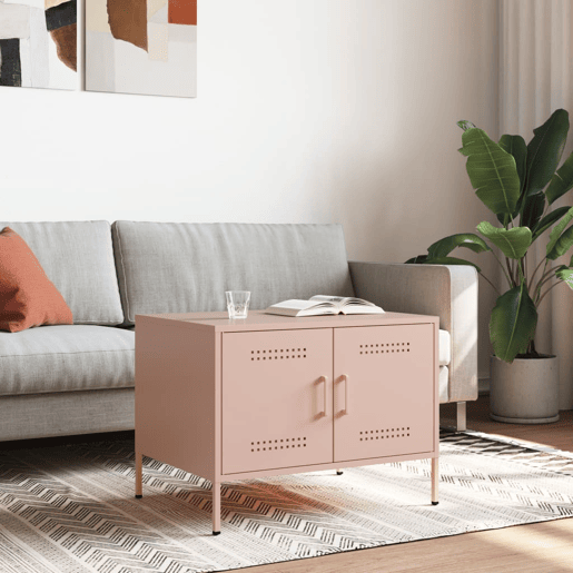 Mesa de Centro, Mesa baixa, 68x50x50,5 cm aço rosa Mesa de Centro, Mesa baixa, 68x50x50,5 cm aço rosa