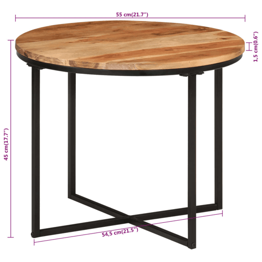 Mesa de Centro, Mesa baixa, 55x55x45 cm madeira de acácia maciça e ferro Mesa de Centro, Mesa baixa, 55x55x45 cm madeira de acácia maciça e ferro