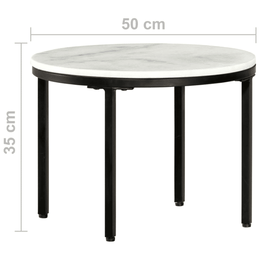 Mesa de Centro, Mesa baixa, Ø50 cm mármore genuína maciça branco e preto Mesa de Centro, Mesa baixa, Ø50 cm mármore genuína maciça branco e preto