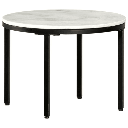 Mesa de Centro, Mesa baixa, Ø50 cm mármore genuína maciça branco e preto Mesa de Centro, Mesa baixa, Ø50 cm mármore genuína maciça branco e preto