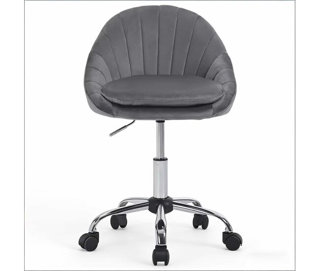 Silla de oficina - respaldo alto, ergonómica, tapizada para escritorio y maquillaje - gris oscuro