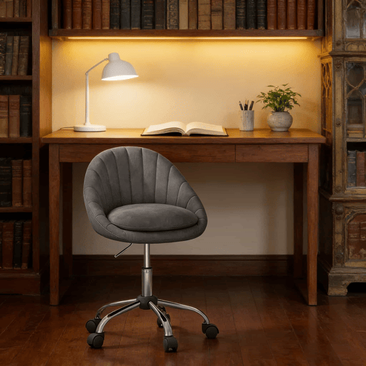 Cadeira de escritório - encosto alto, ergonómica, estofada, para secretária e maquilhagem - cinzento escuro Cadeira de escritório - encosto alto, ergonómica, estofada, para secretária e maquilhagem - cinzento escuro