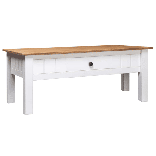 Mesa de Centro, Mesa baixa, 100x60x45 cm pinho maciço Panama branco Mesa de Centro, Mesa baixa, 100x60x45 cm pinho maciço Panama branco