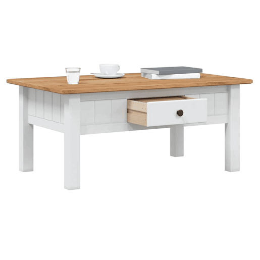 Mesa de Centro, Mesa baixa, 100x60x45 cm pinho maciço Panama branco Mesa de Centro, Mesa baixa, 100x60x45 cm pinho maciço Panama branco