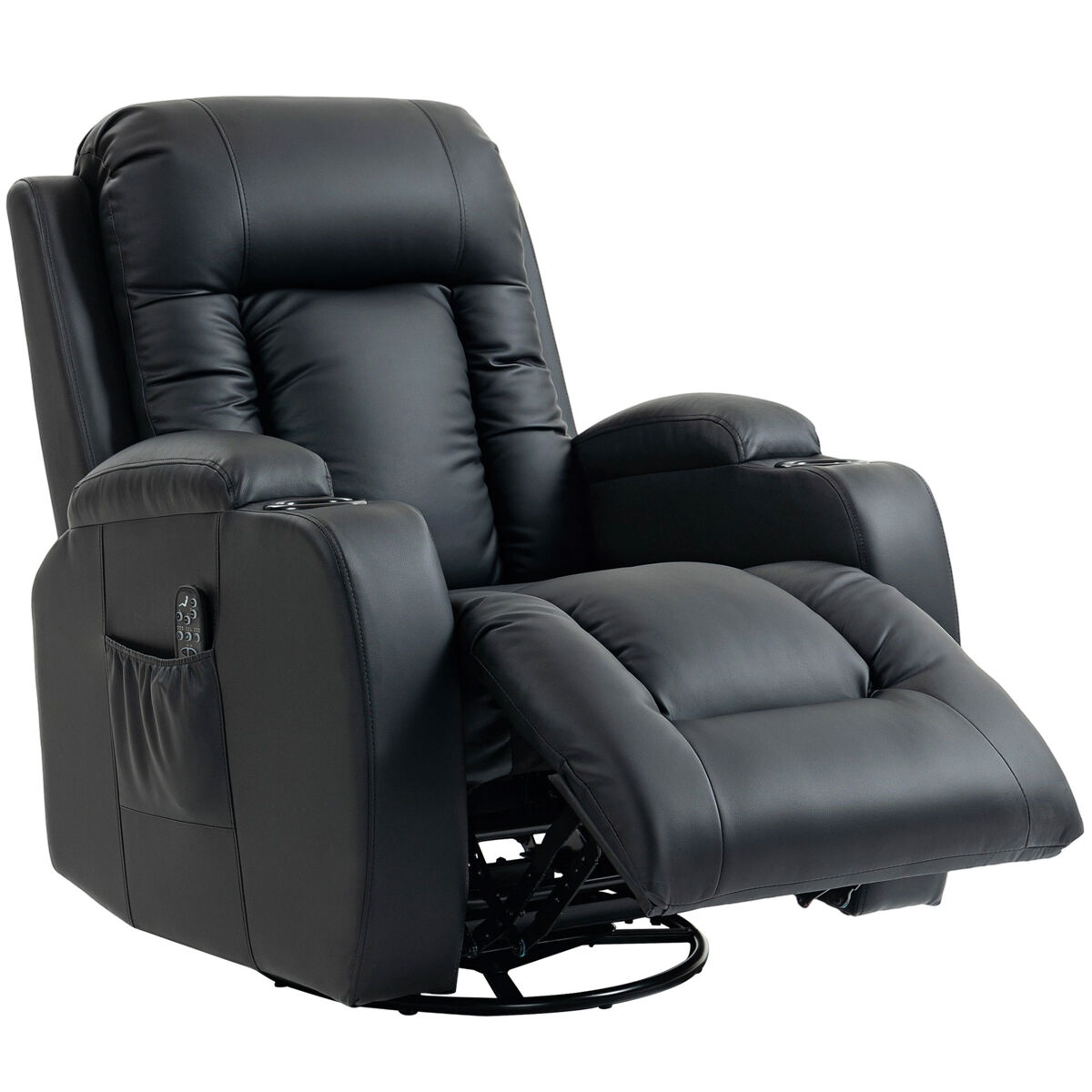 Sillón de masaje giratorio sillón relax reclinable con 8 puntos de masaje función de calefacción 82x99x103 cm negro
